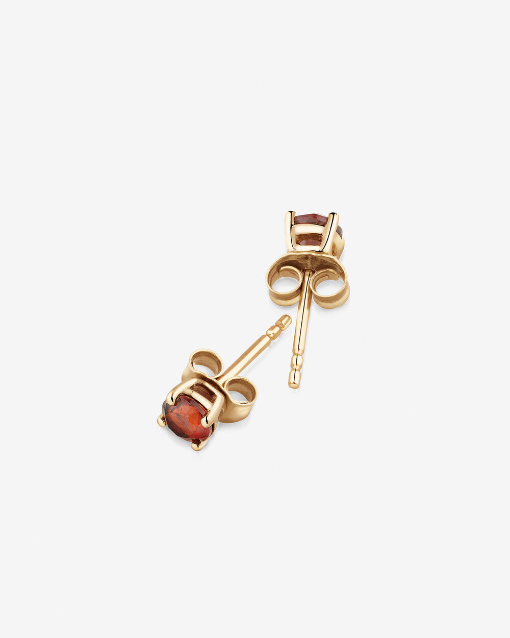 January Birthstone Garnet Stud Earrings in Yellow Gold