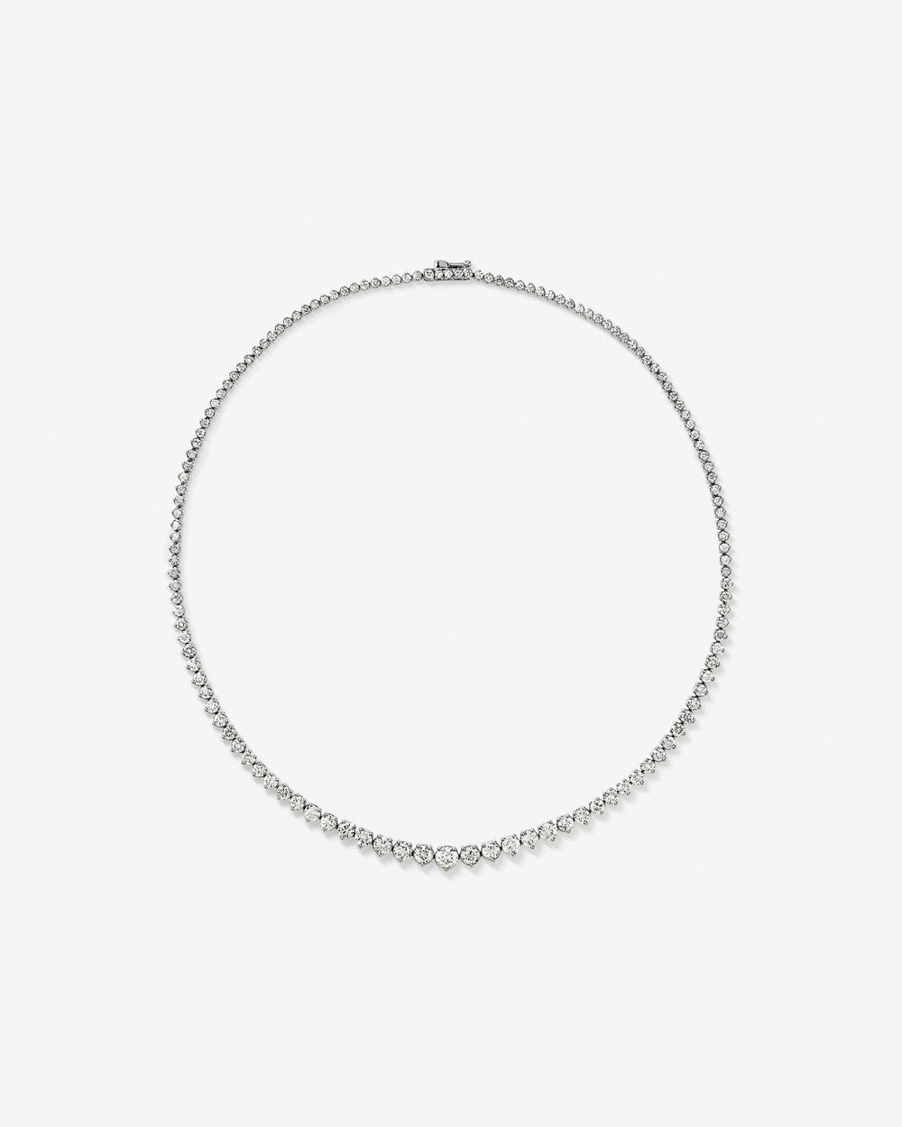 Round Graduated Lab-Grown Diamond Necklace in White Gold