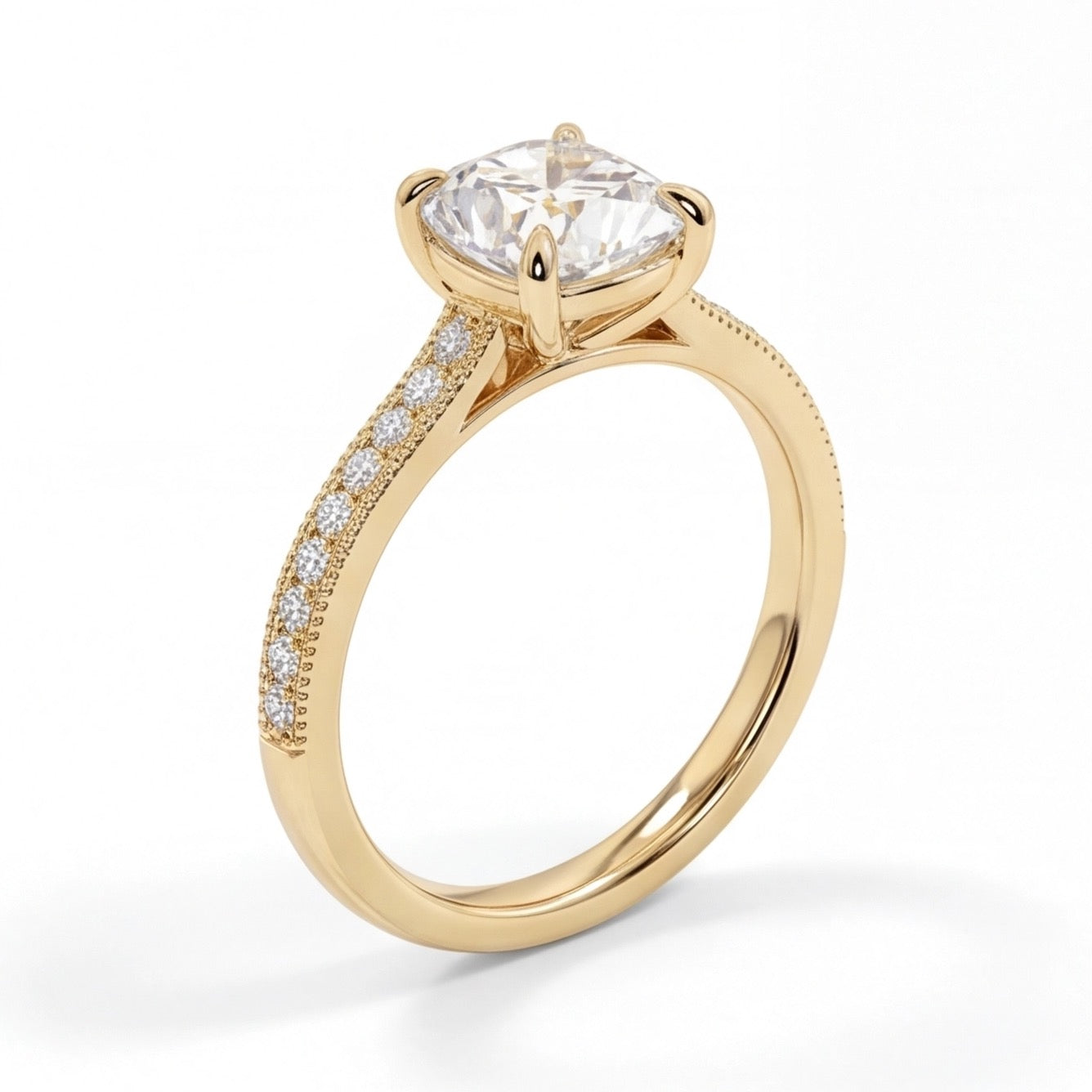 Velours Cushion Cut Lab Grown Diamond Engagement Ring in Yellow Gold My Store