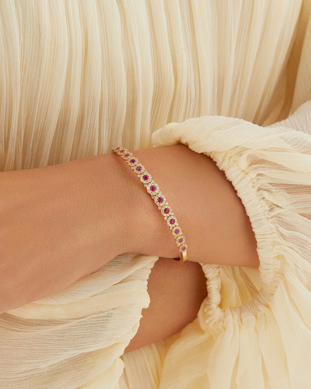 Arc Ruby Bangle Bracelet in 9K Yellow Gold My Store