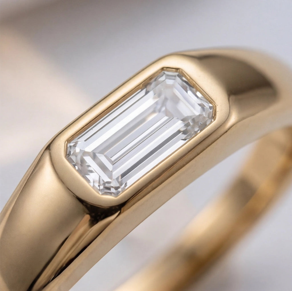 Glace Baguette Cut Lab Grown Diamond Engagement Ring in Yellow Gold My Store