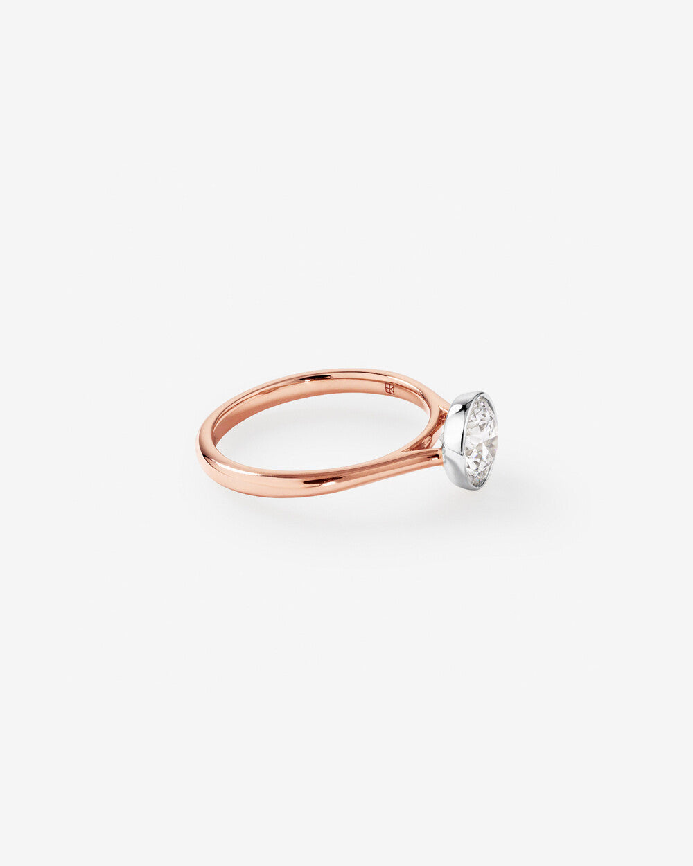 Round Bezel Set Lab Grown Diamond Ring in Rose Gold