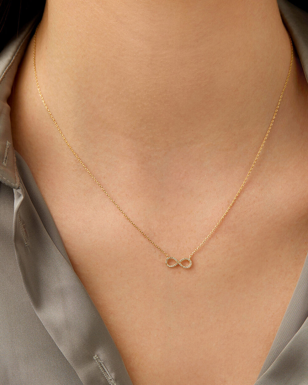 Infinity Lab-Grown Diamond Pendant Necklace in Rose Gold