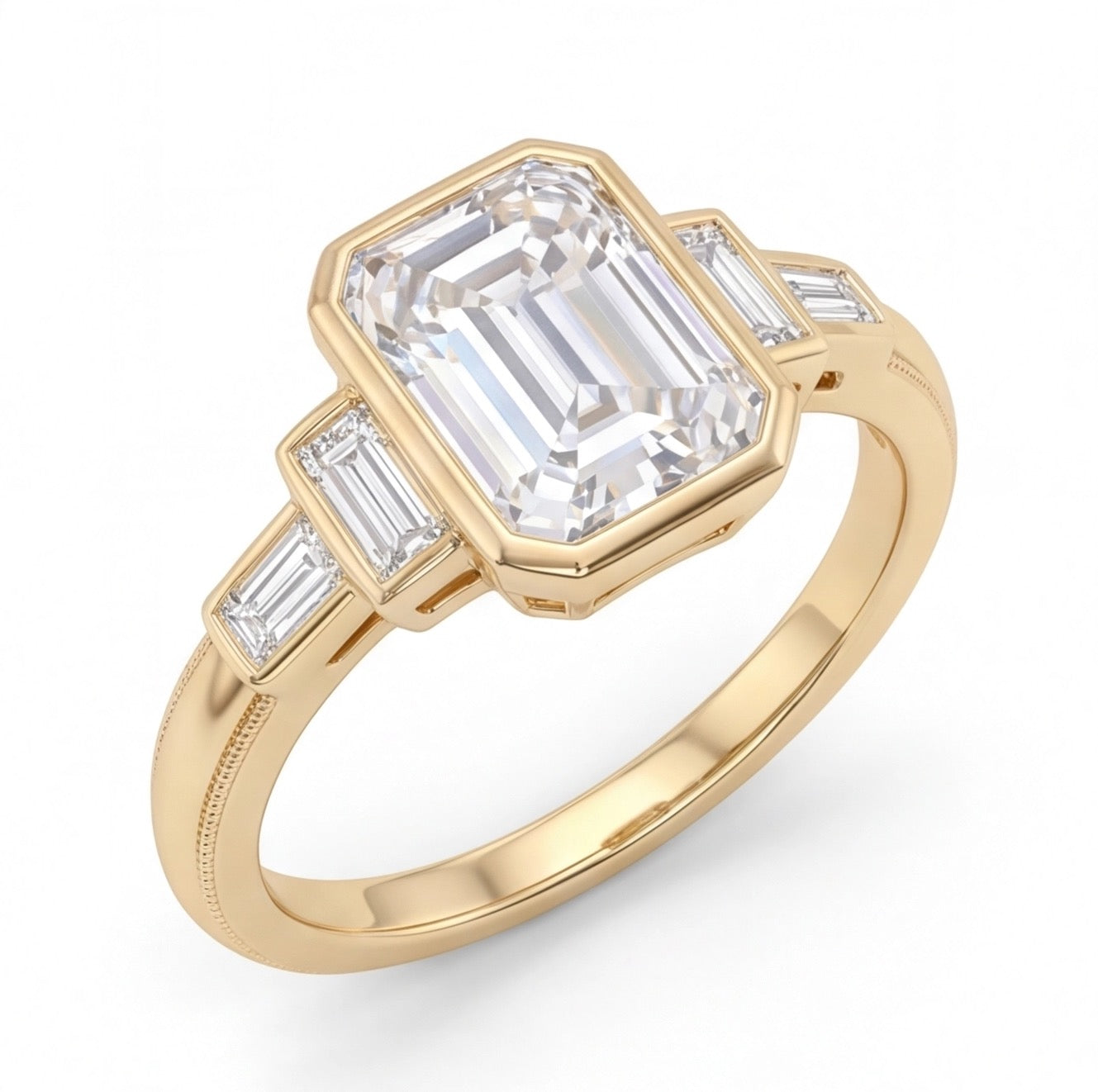 Galerie Emerald Cut Lab Grown Diamond Engagement Ring in Yellow Gold My Store