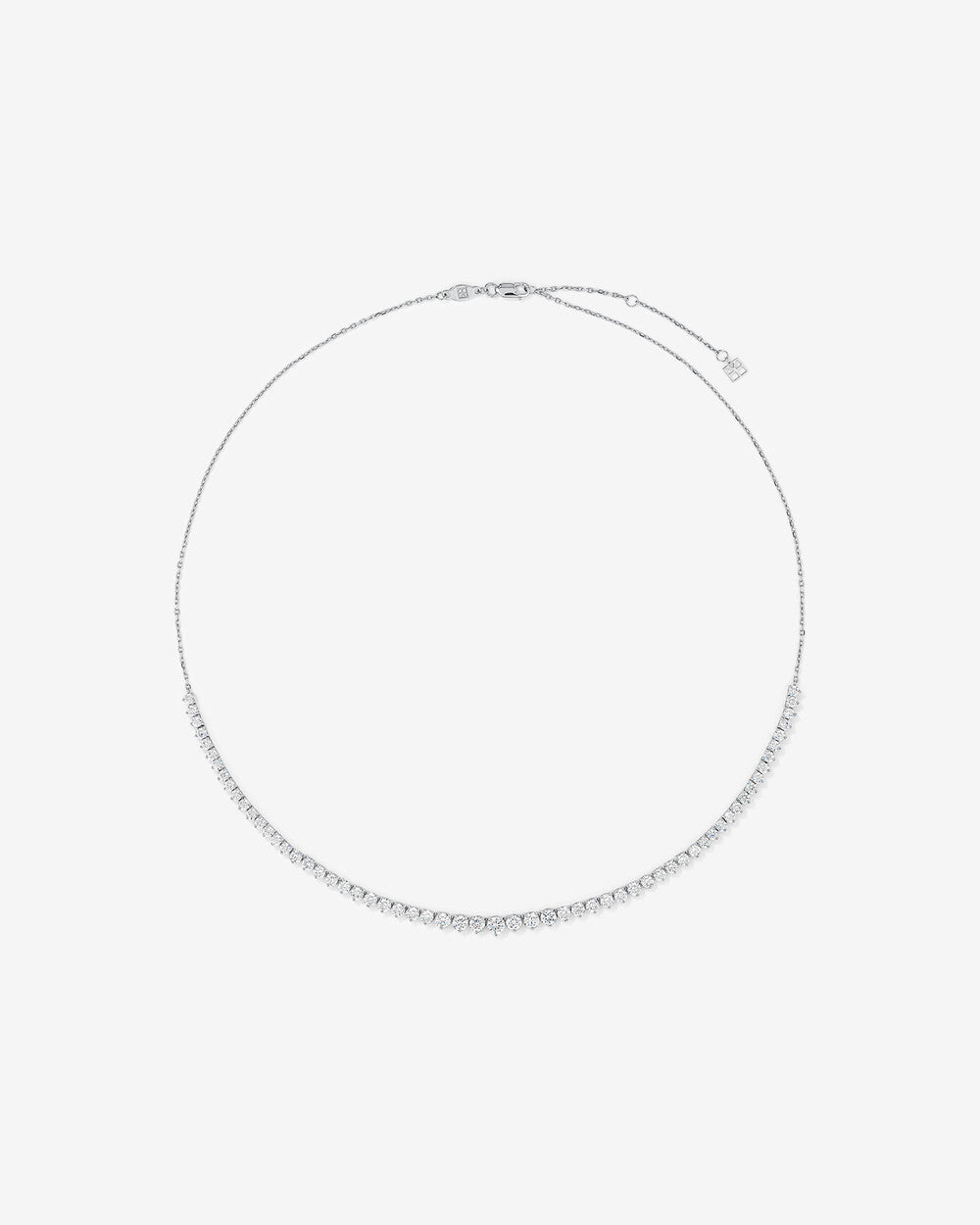 Graduated Lab-Grown Diamond Tennis Necklace in White Gold
