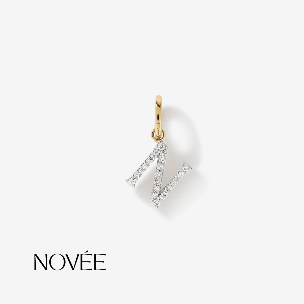 Diamond Initial N Pendant in 18K Gold Personalised Alphabet Charm