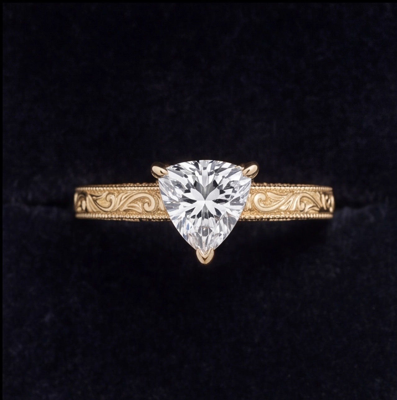 Rosée Triangular Cut Lab Grown Diamond Engagement Ring in Yellow Gold My Store