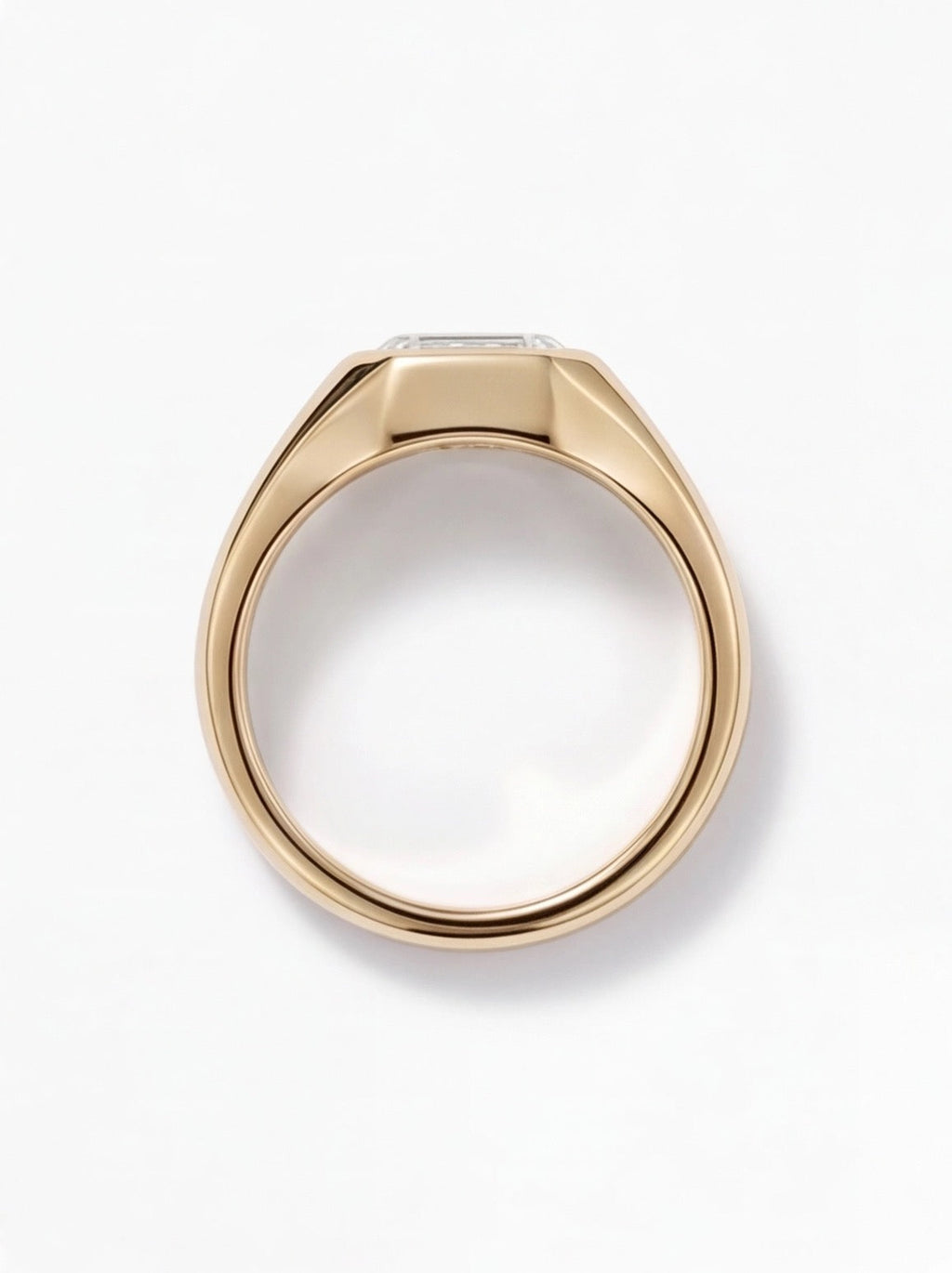 Sceau Emerald Cut Lab Grown Diamond Signet Ring in Yellow Gold My Store