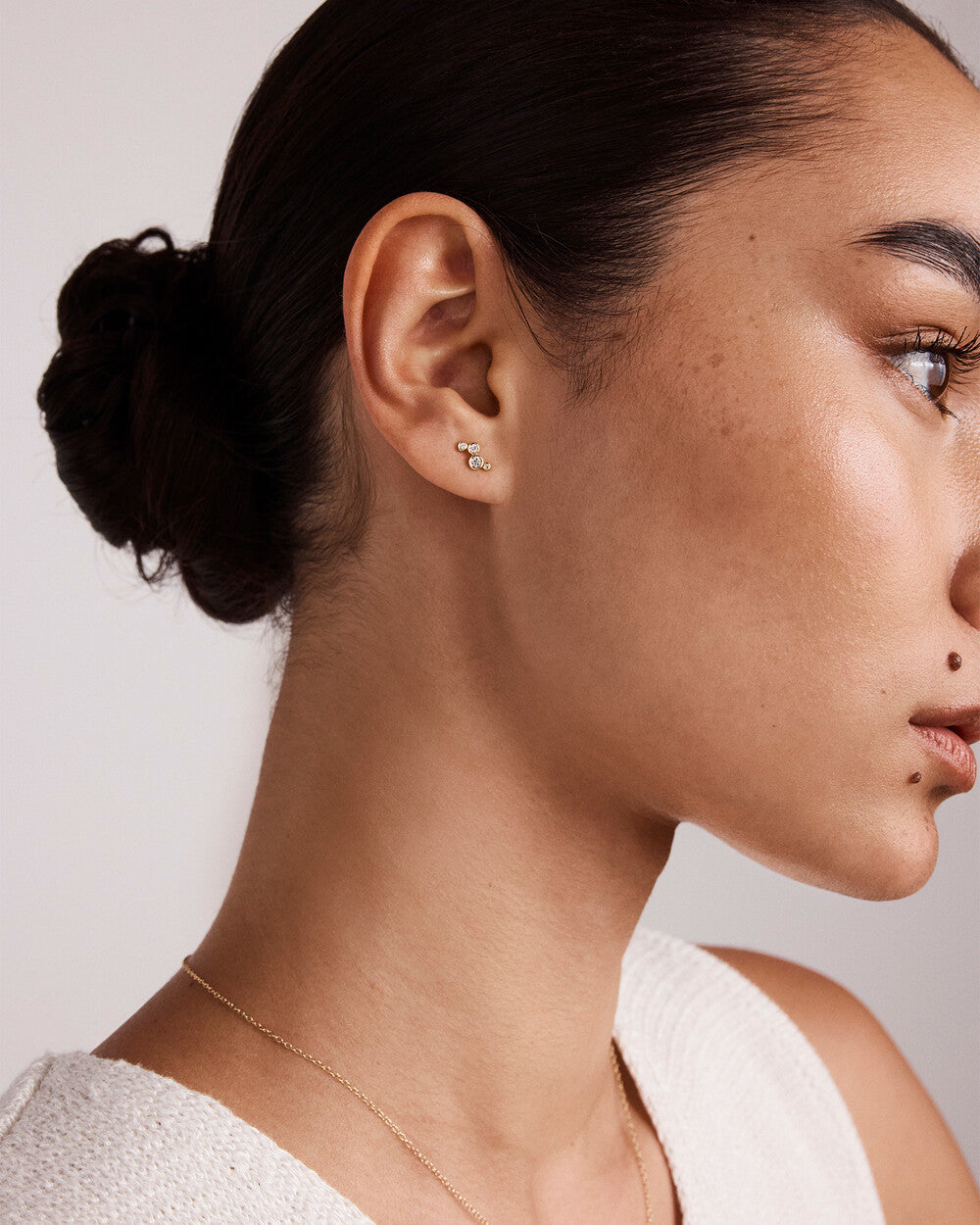 Golden Orbit Multi-Diamond Cluster Stud Earrings