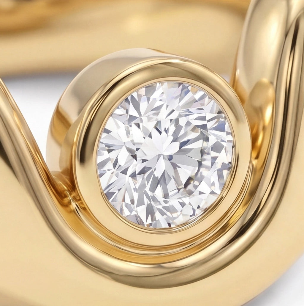 Dune Round Cut Lab Grown Diamond Engagement Ring in Yellow Gold My Store
