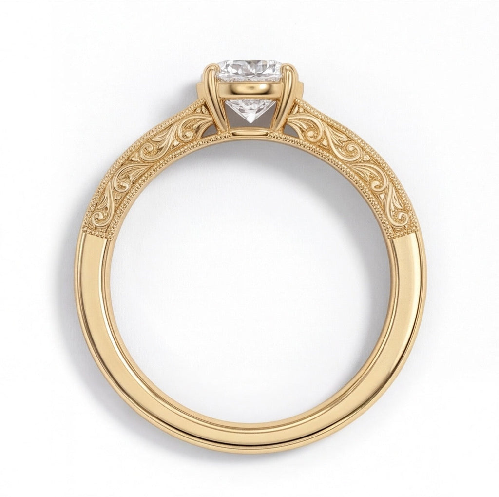 Jardin Round Cut Lab Grown Diamond Engagement Ring in Yellow Gold My Store