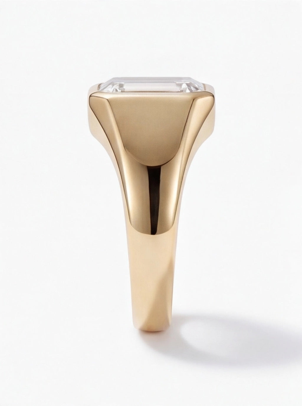 Sceau Emerald Cut Lab Grown Diamond Signet Ring in Yellow Gold My Store