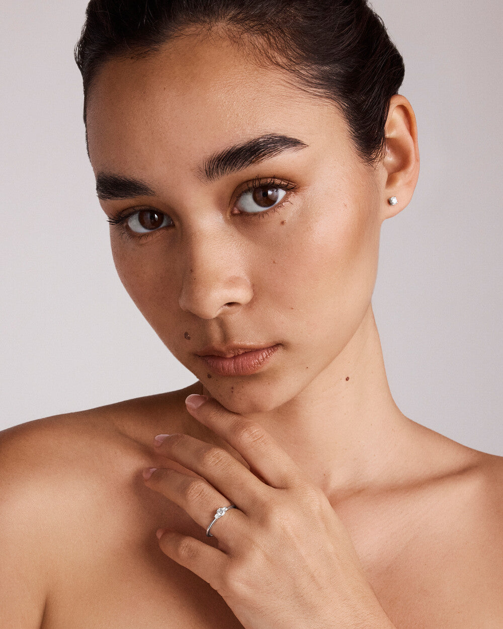 Three-Stone Diamond Ring in White Gold