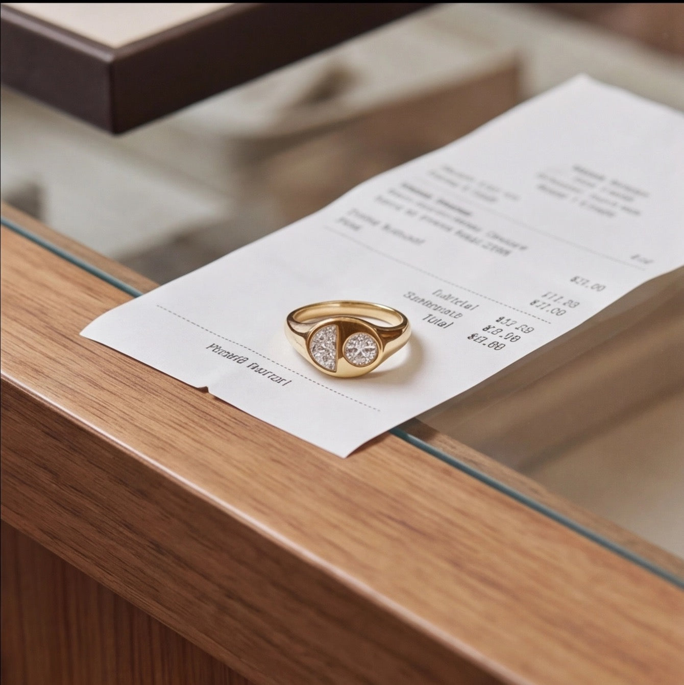 Eclipse Round Brilliant and Half Moon Lab Diamond Two-Stone Ring in Yellow Gold My Store