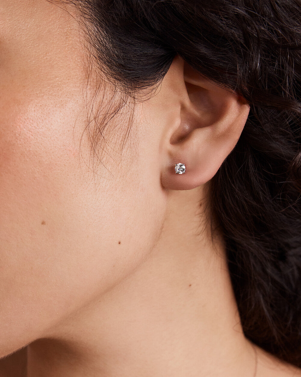 Classic Round Lab-Grown Diamond Stud Earrings in White Gold