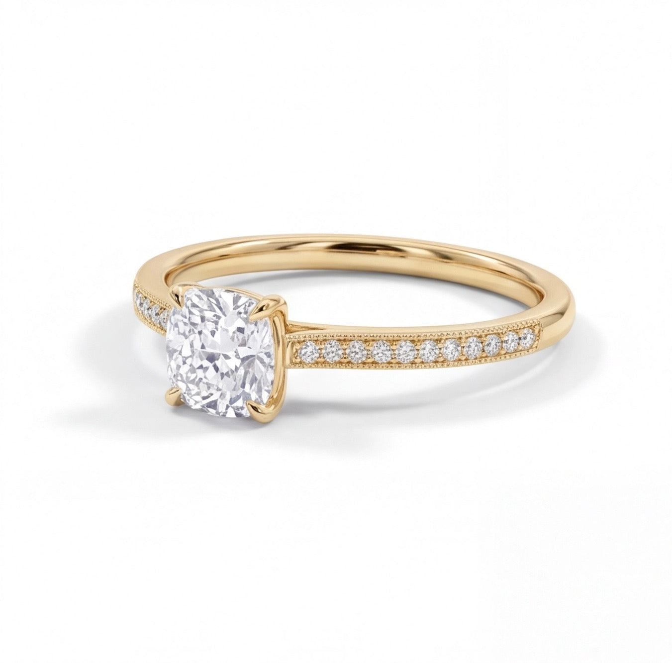 Velours Cushion Cut Lab Grown Diamond Engagement Ring in Yellow Gold My Store