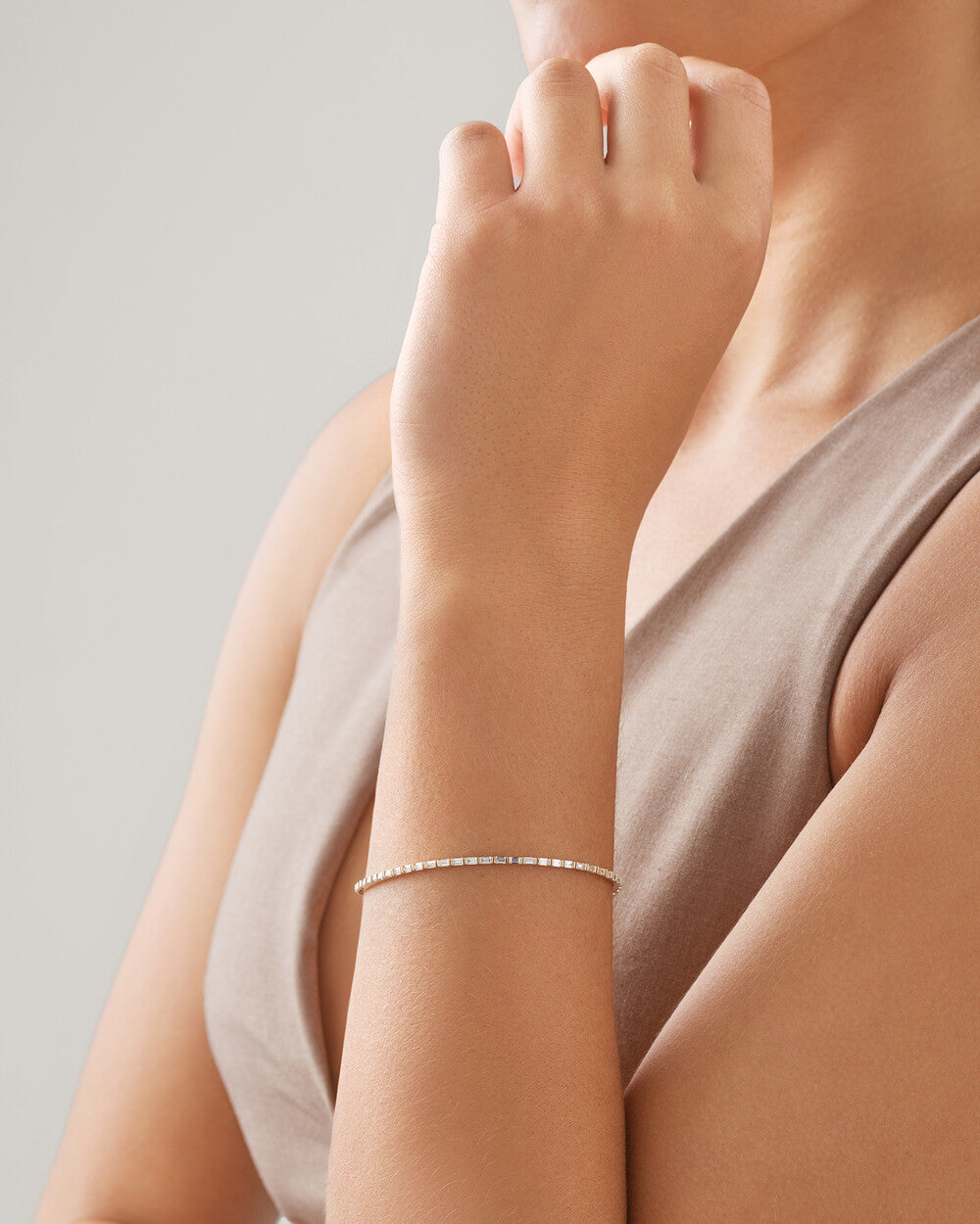 Clarté Baguette Cut Lab Grown Diamond Tennis Bracelet in 9K Yellow Gold My Store