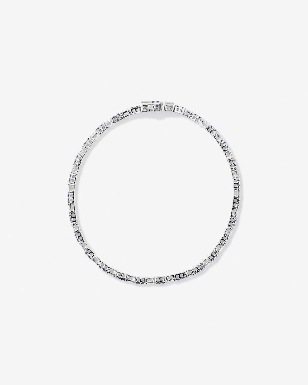 Blue & White Lab-Grown Diamond Tennis Bracelet in White Gold