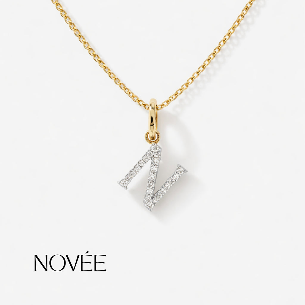 Diamond Initial N Pendant in 18K Gold Personalised Alphabet Charm