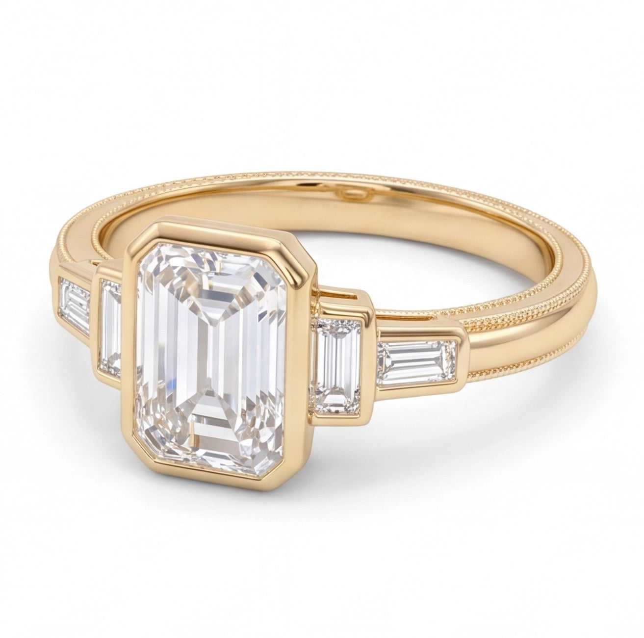 Galerie Emerald Cut Lab Grown Diamond Engagement Ring in Yellow Gold My Store
