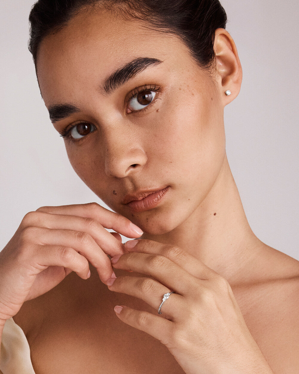 Three-Stone Diamond Ring in White Gold