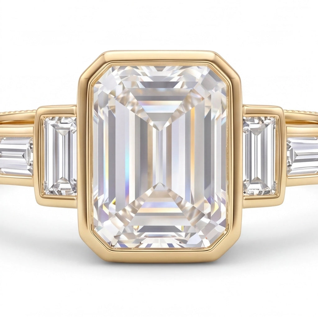 Galerie Emerald Cut Lab Grown Diamond Engagement Ring in Yellow Gold My Store