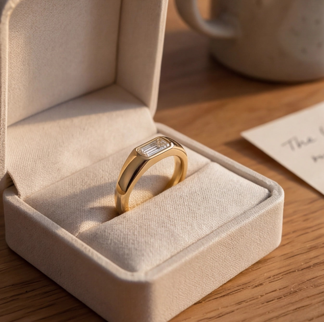 Glace Baguette Cut Lab Grown Diamond Engagement Ring in Yellow Gold My Store