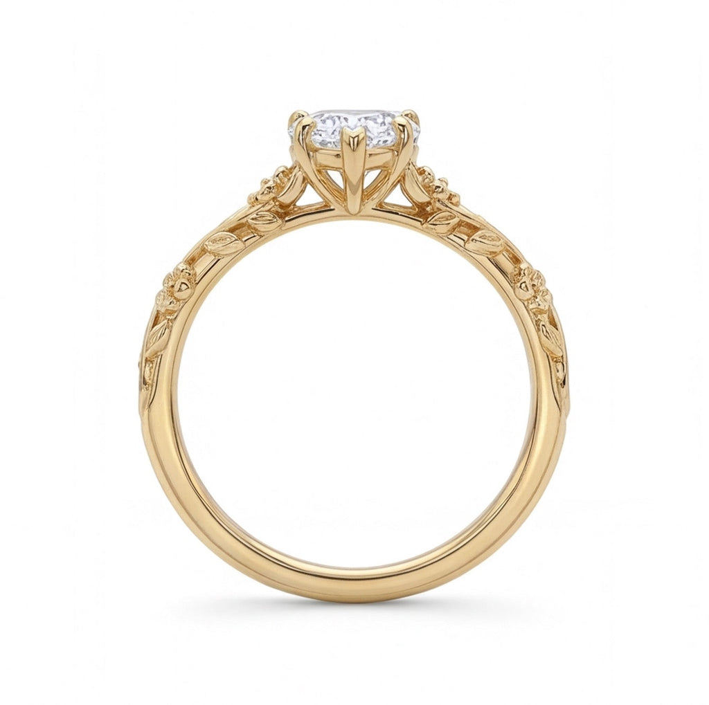 Bouquet Heart Cut Lab Grown Diamond Engagement Ring in Yellow Gold My Store