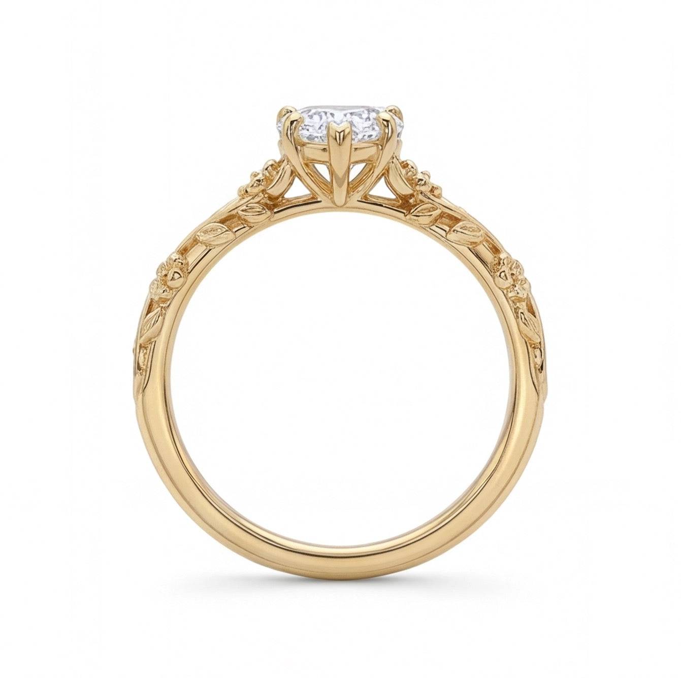 Bouquet Heart Cut Lab Grown Diamond Engagement Ring in Yellow Gold My Store