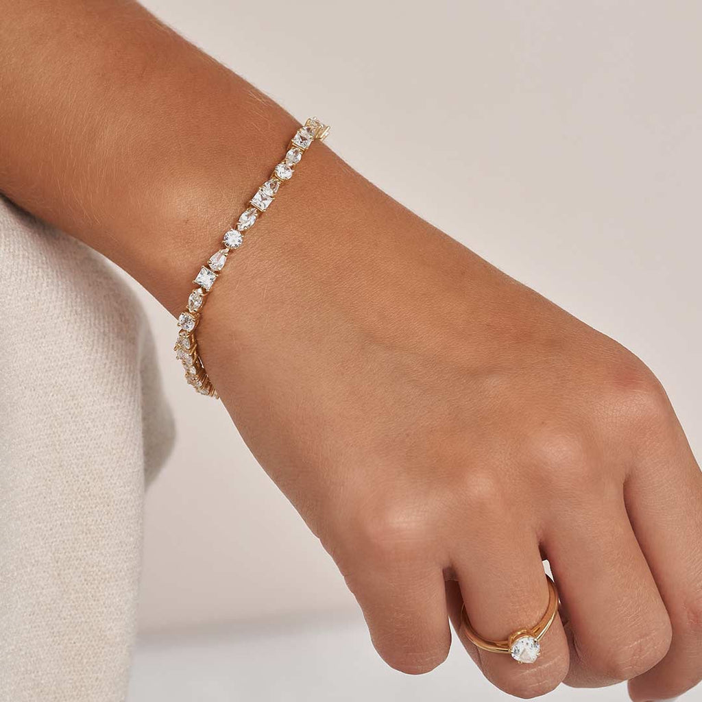 Lumière Round Brilliant Lab Grown Diamond Tennis Bracelet in 18K Yellow Gold My Store