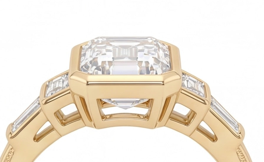 Galerie Emerald Cut Lab Grown Diamond Engagement Ring in Yellow Gold My Store