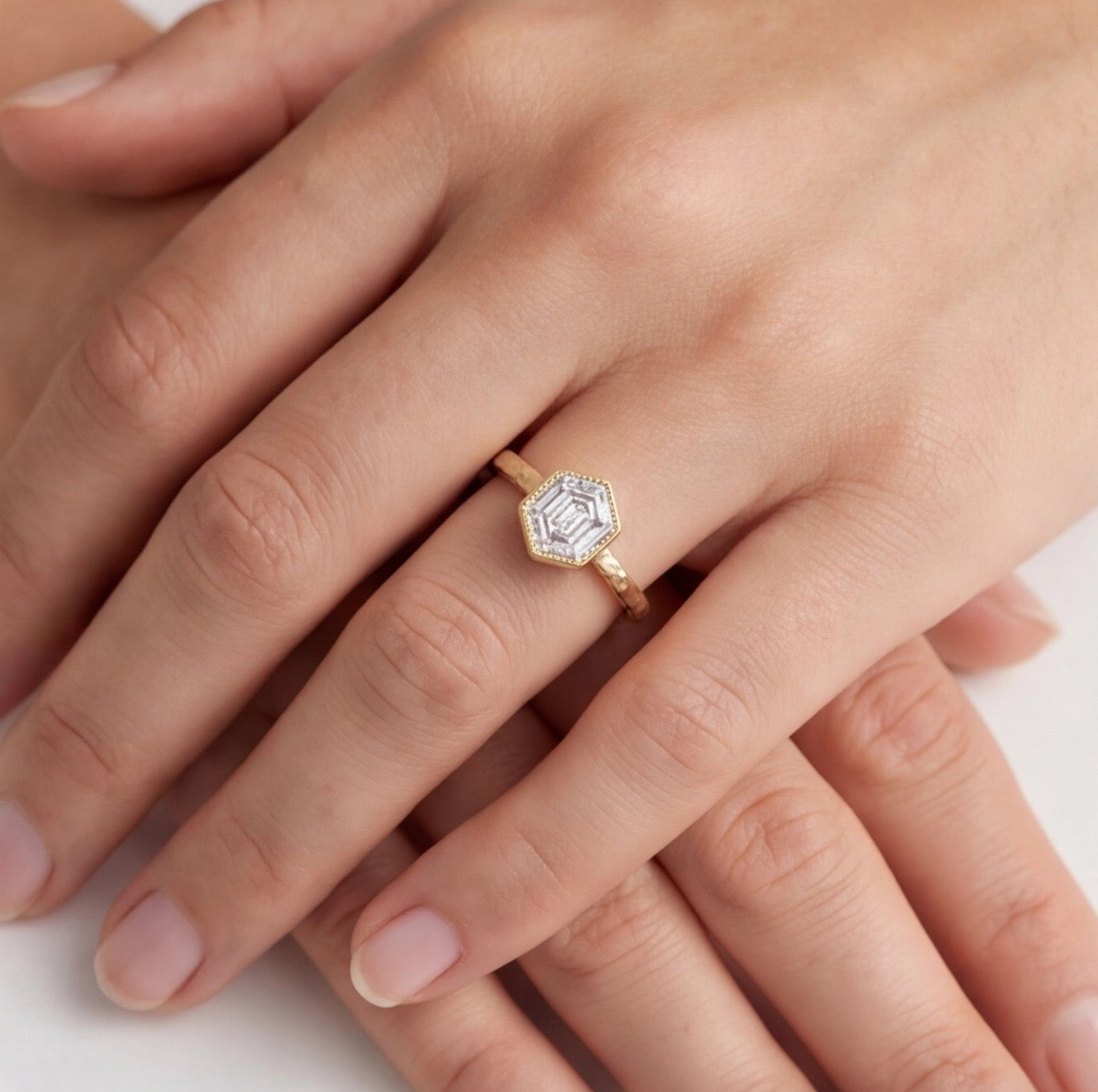 Céleste Hexagon Lab Diamond Ring in Yellow Gold My Store