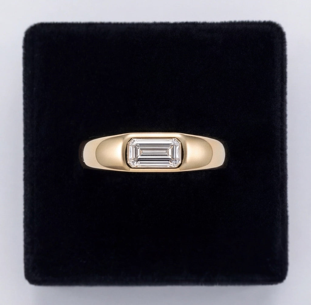 Glace Baguette Cut Lab Grown Diamond Engagement Ring in Yellow Gold My Store