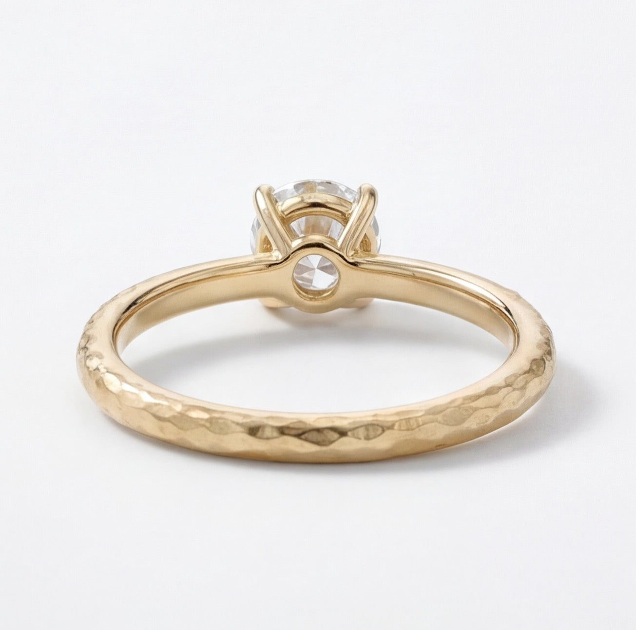 Martelé Round Cut Lab Grown Diamond Engagement Ring in Yellow Gold My Store
