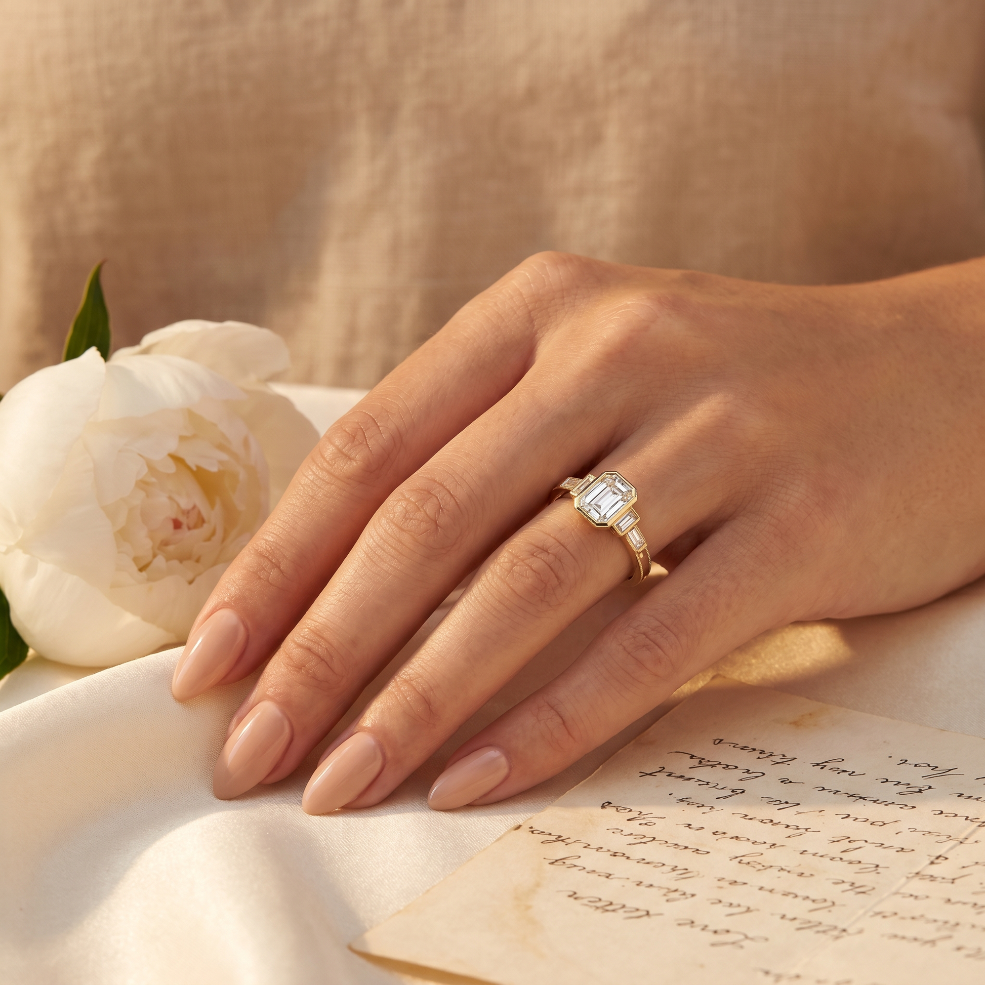 Galerie Emerald Cut Lab Grown Diamond Engagement Ring in Yellow Gold My Store
