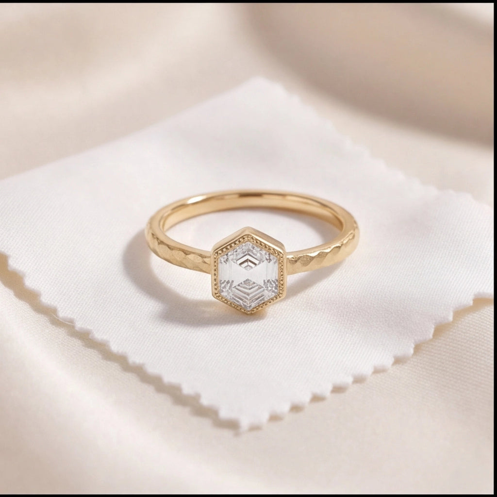 Céleste Hexagon Lab Diamond Ring in Yellow Gold My Store