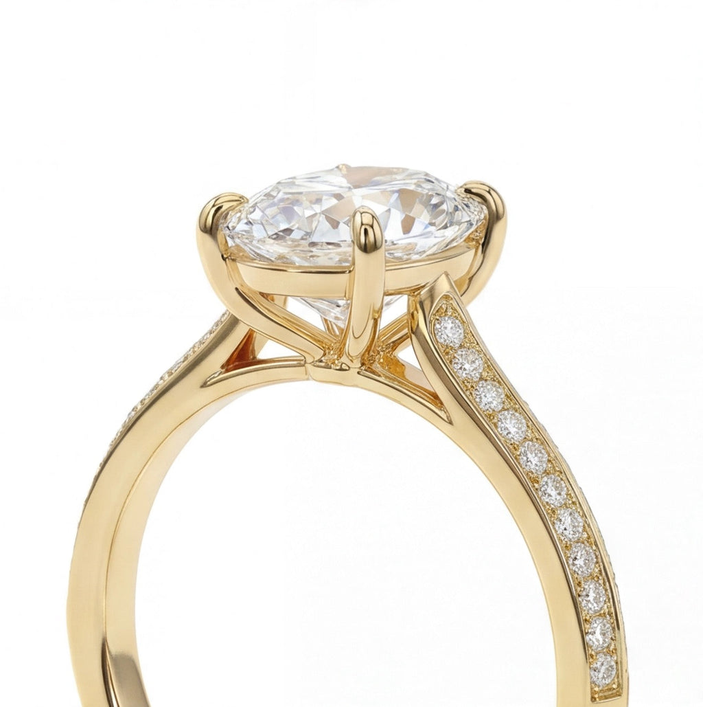 Éclat Oval Cut Lab Grown Diamond Engagement Ring in Yellow Gold My Store