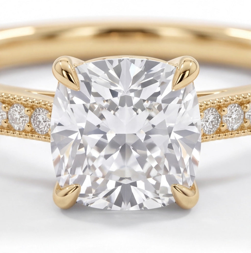 Velours Cushion Cut Lab Grown Diamond Engagement Ring in Yellow Gold My Store