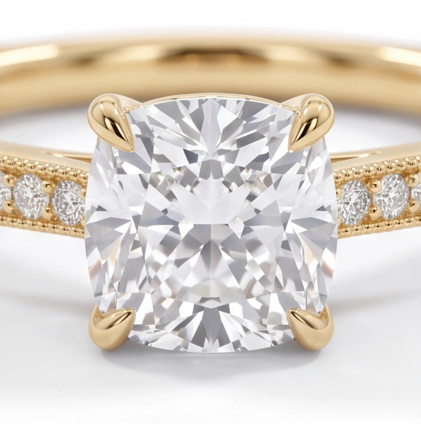Velours Cushion Cut Lab Grown Diamond Engagement Ring in Yellow Gold My Store