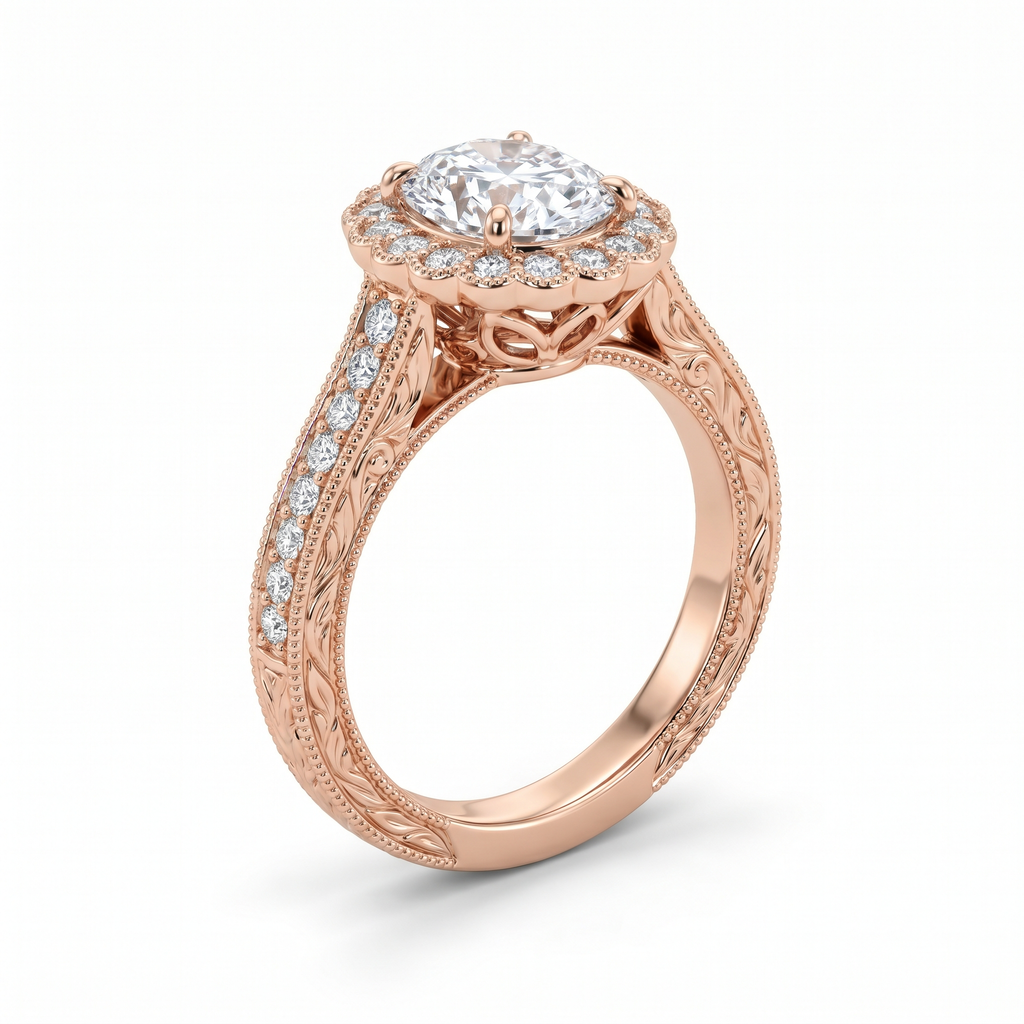 Fleur Oval Lab Grown Diamond Engagement Ring in Yellow Gold My Store