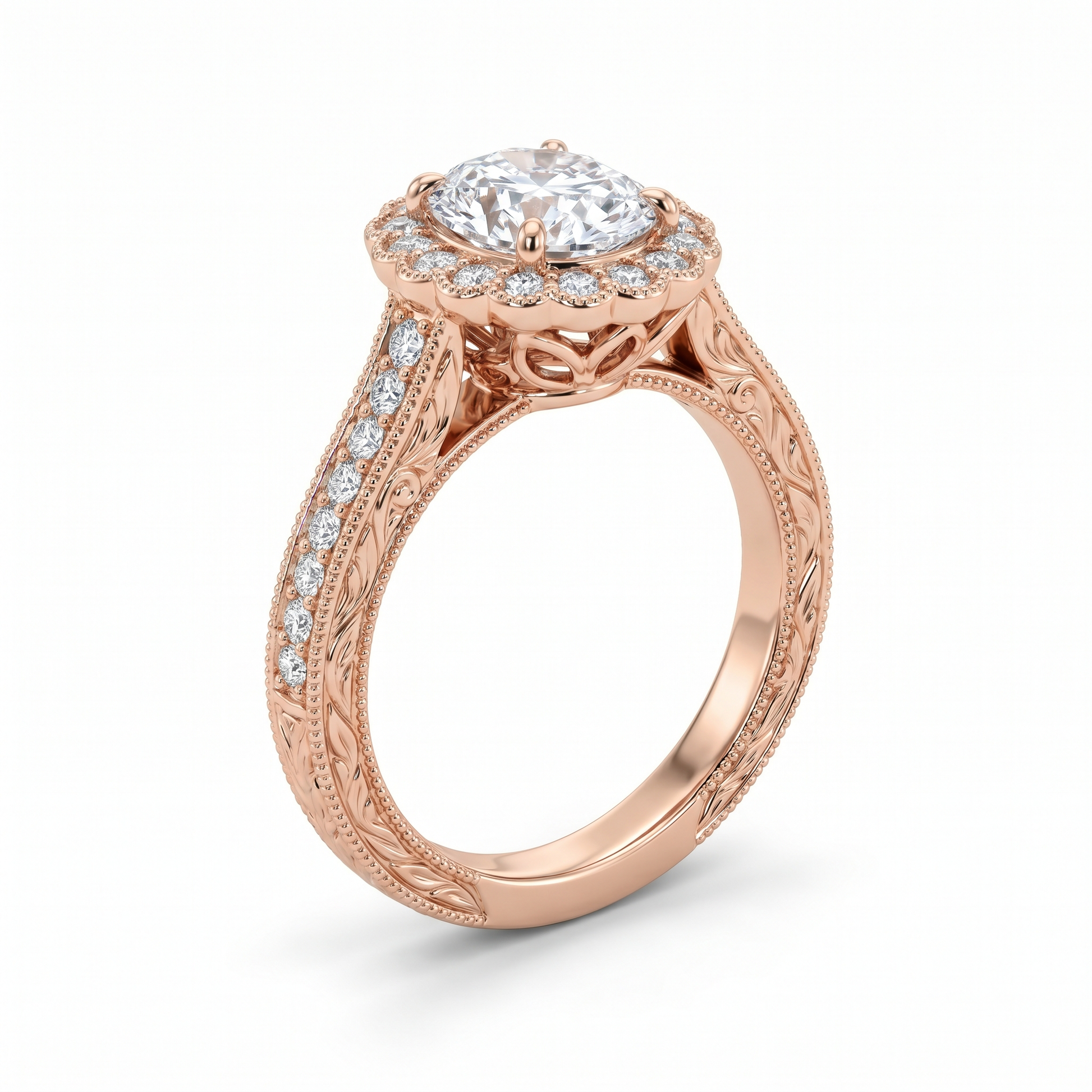 Fleur Oval Lab Grown Diamond Engagement Ring in Yellow Gold My Store