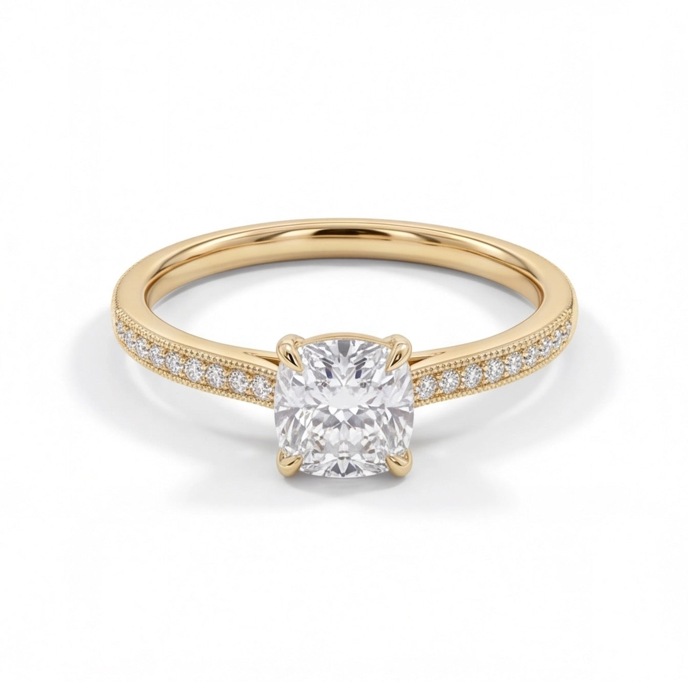 Velours Cushion Cut Lab Grown Diamond Engagement Ring in Yellow Gold My Store