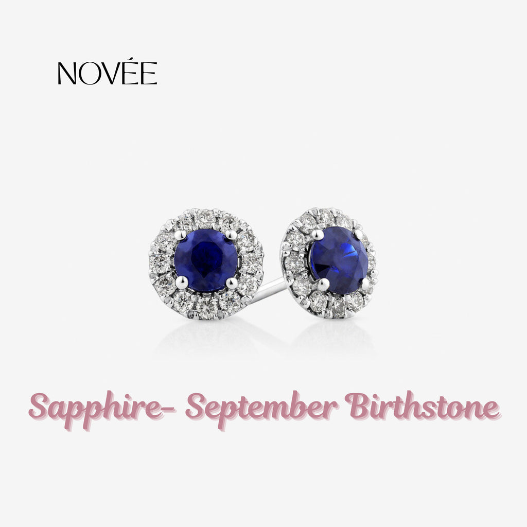 Emerald Halo Stud Earrings in Gold Round Green Gemstone with Diamond Halo