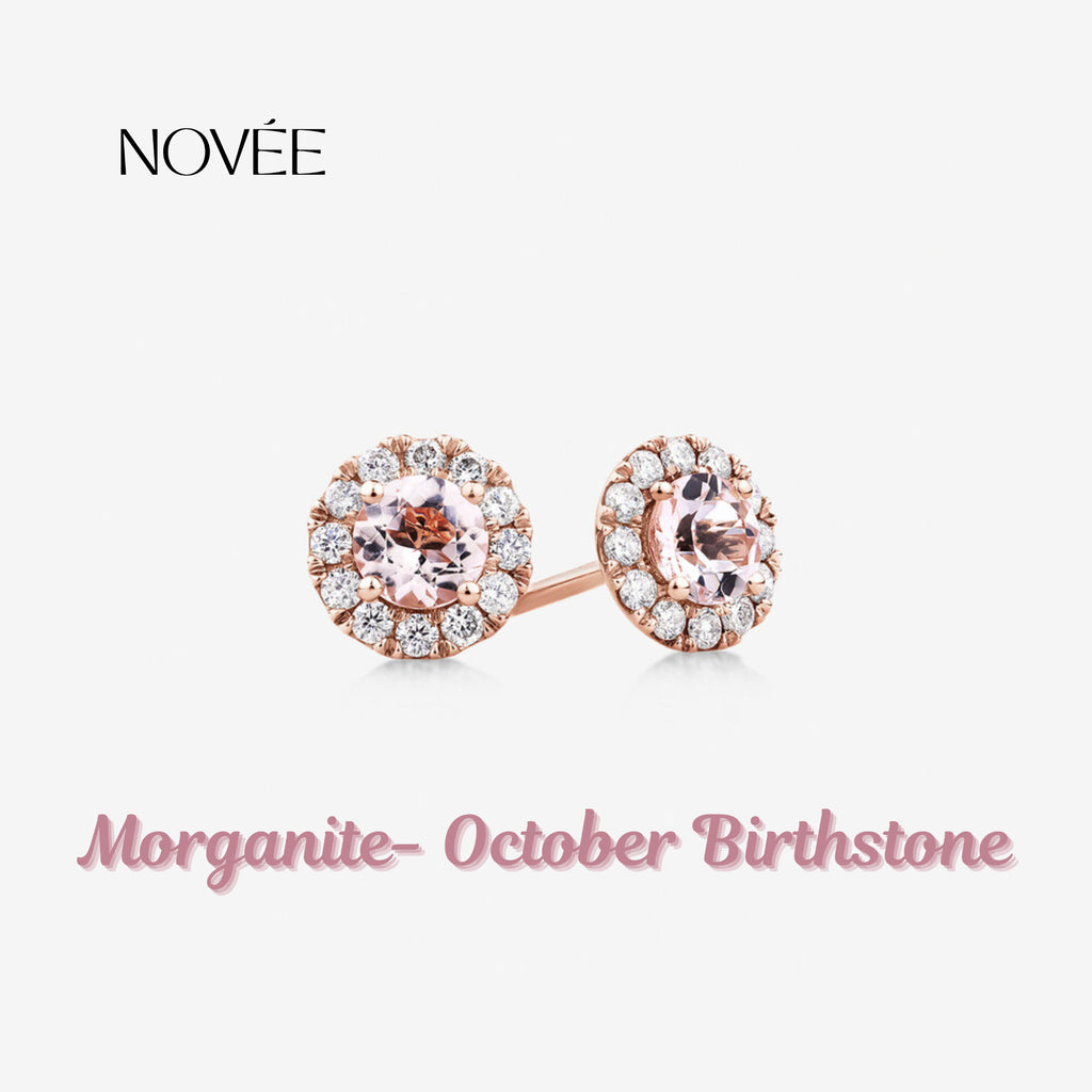 Emerald Halo Stud Earrings in Gold Round Green Gemstone with Diamond Halo