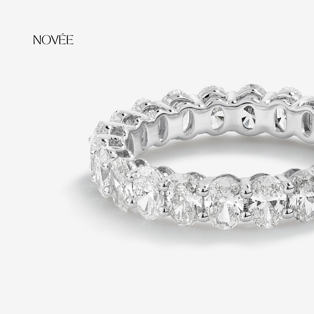 Oval Diamond Eternity Band Ring Minimal Wedding Anniversary Jewelry