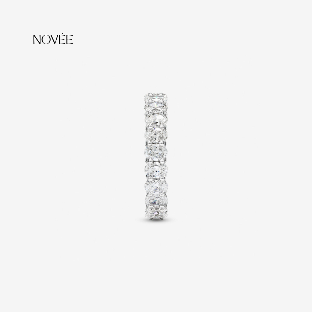 Oval Diamond Eternity Band Ring Minimal Wedding Anniversary Jewelry