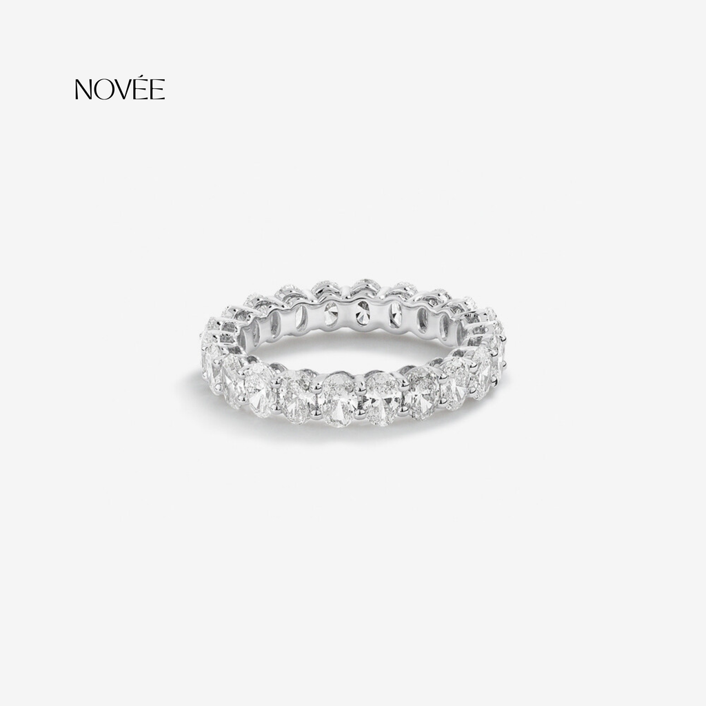 Oval Diamond Eternity Band Ring Minimal Wedding Anniversary Jewelry