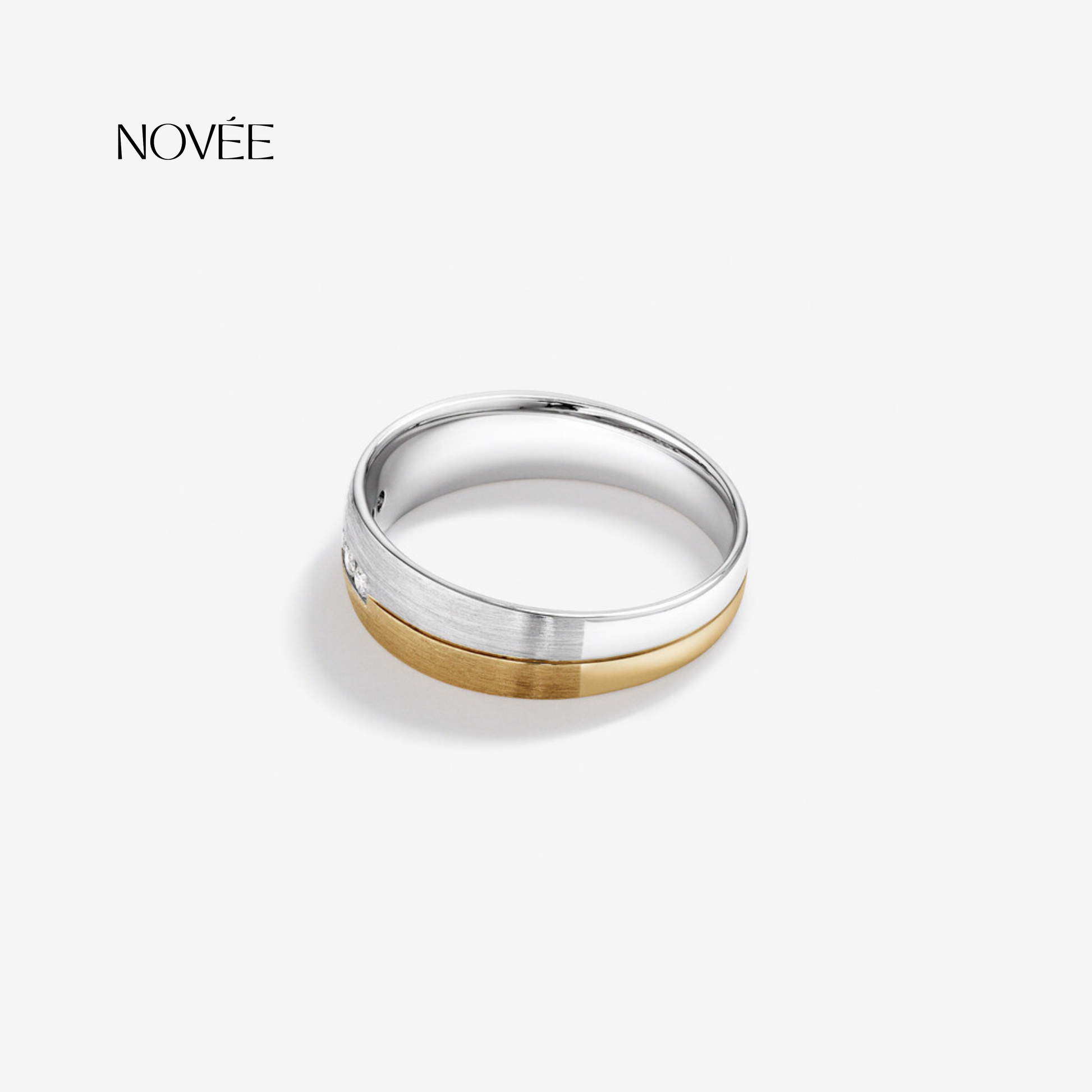 Two Tone Diamond Band Ring Minimal Modern Wedding Jewelry