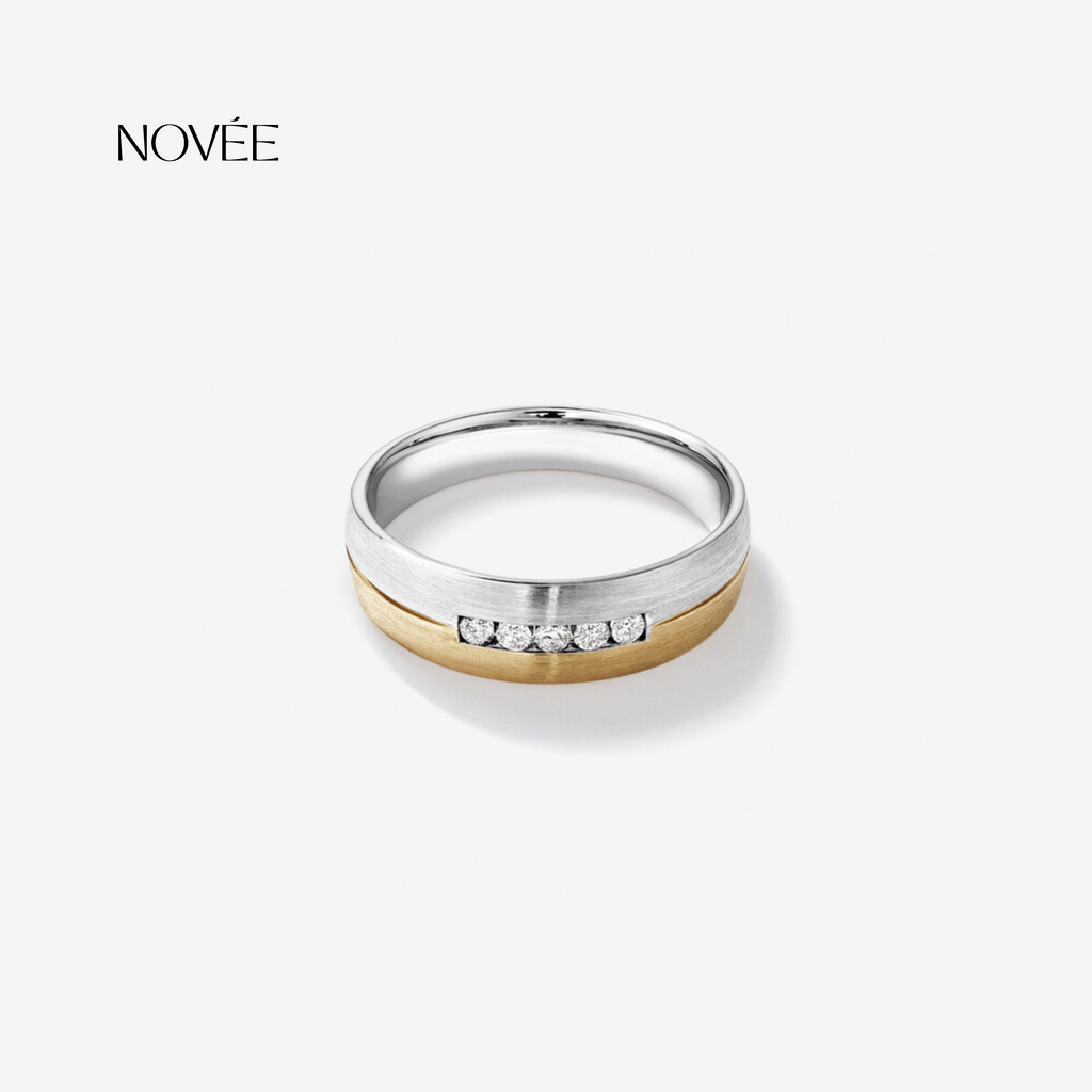 Two Tone Diamond Band Ring Minimal Modern Wedding Jewelry