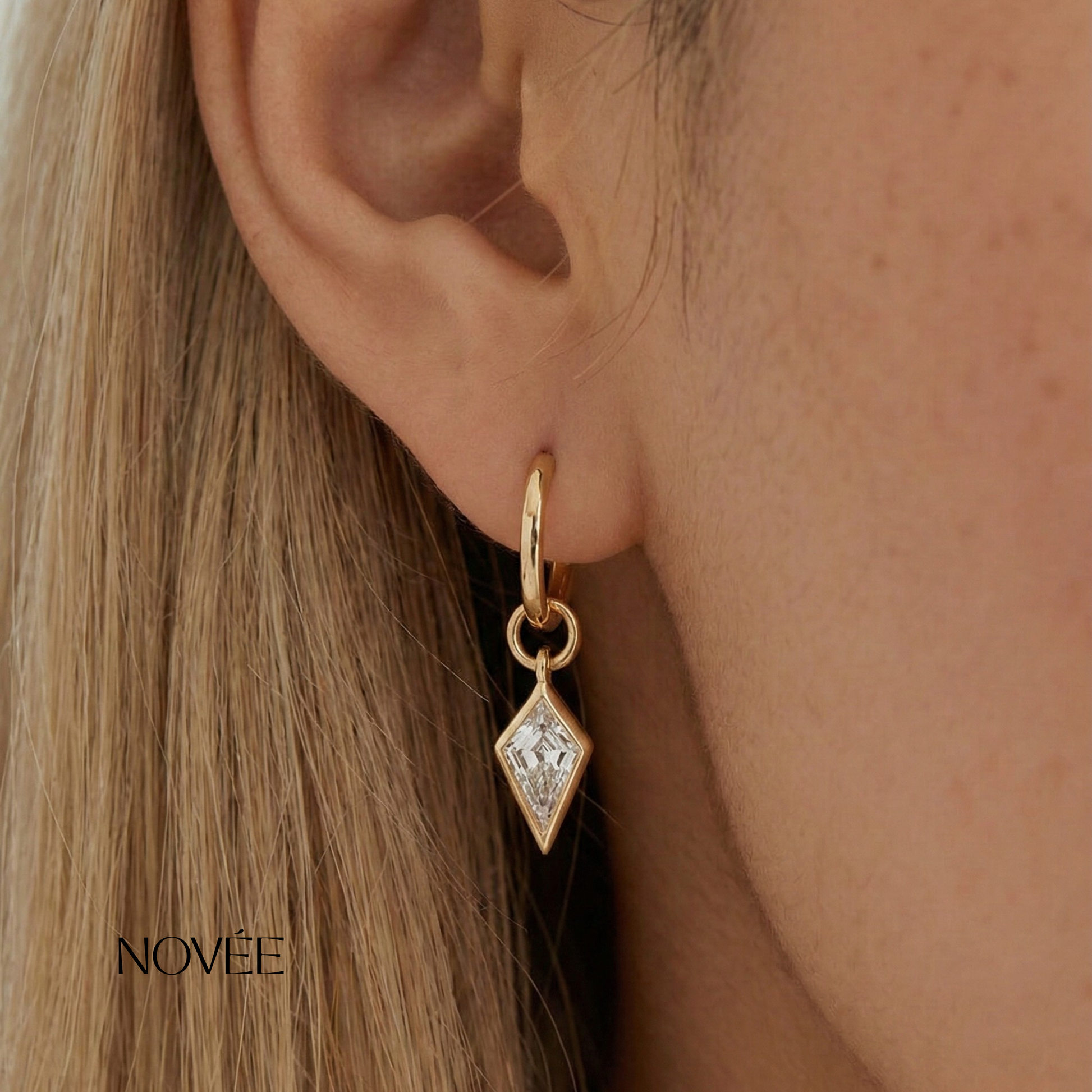 Kite Diamond Charm Pendant Minimal Geometric Jewelry Gift Necklace